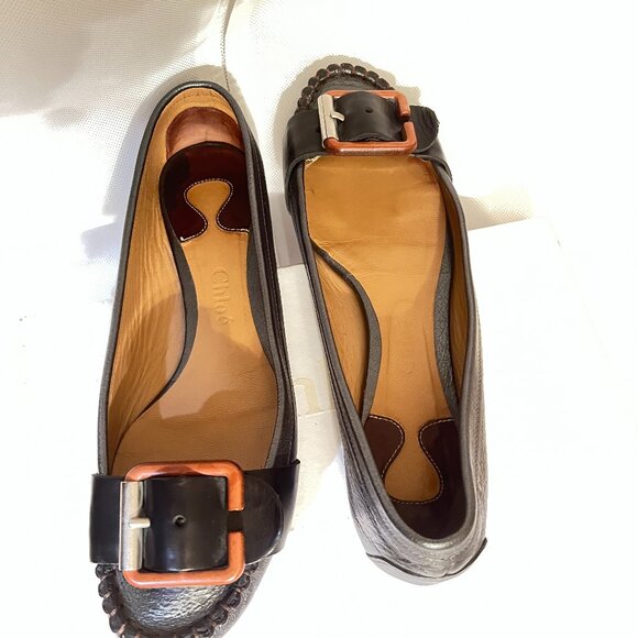 Chloe Gunmetal Leather Ballet Flats - Picture 3 of 6